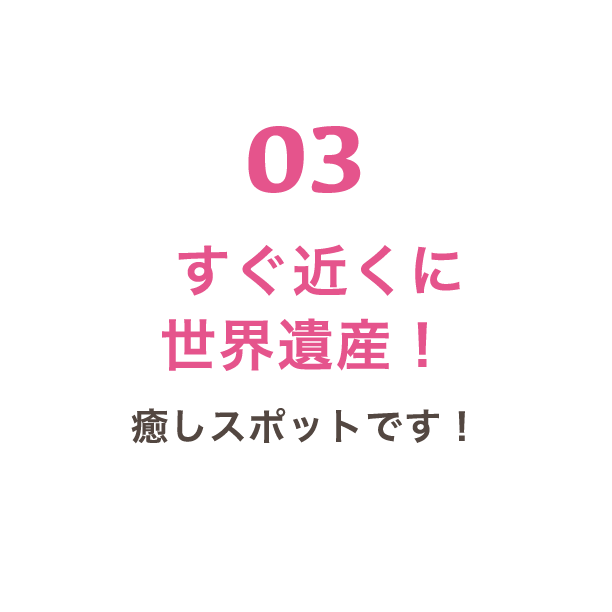 03 すぐ近くに世界遺産！ 癒しスポットです！